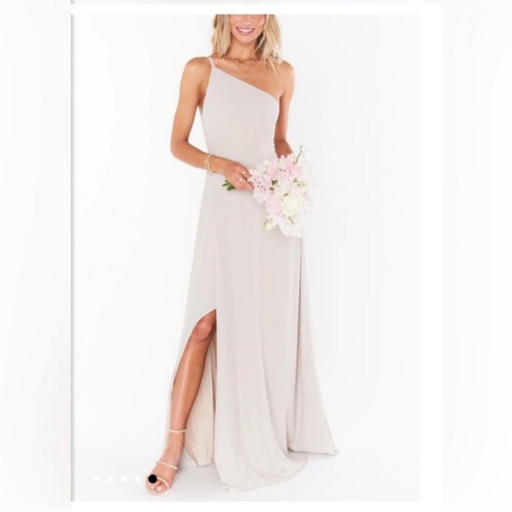 Show me your Mumu NWT sz L  Shannon one shoulder dress “show me your ring crisp”